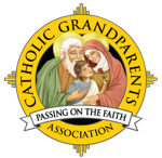 The Catholic Grandparents logo with 2 Elderly Saints holding a child.