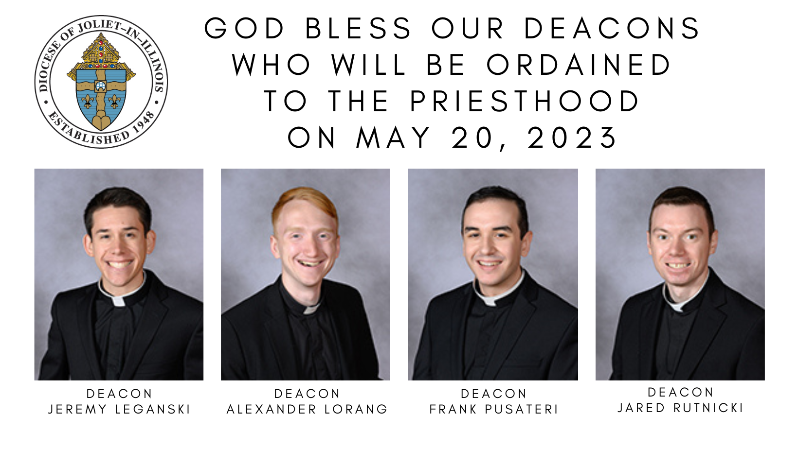 Opening image of 4 of the deacons to be ordained on May 20, 2023.  